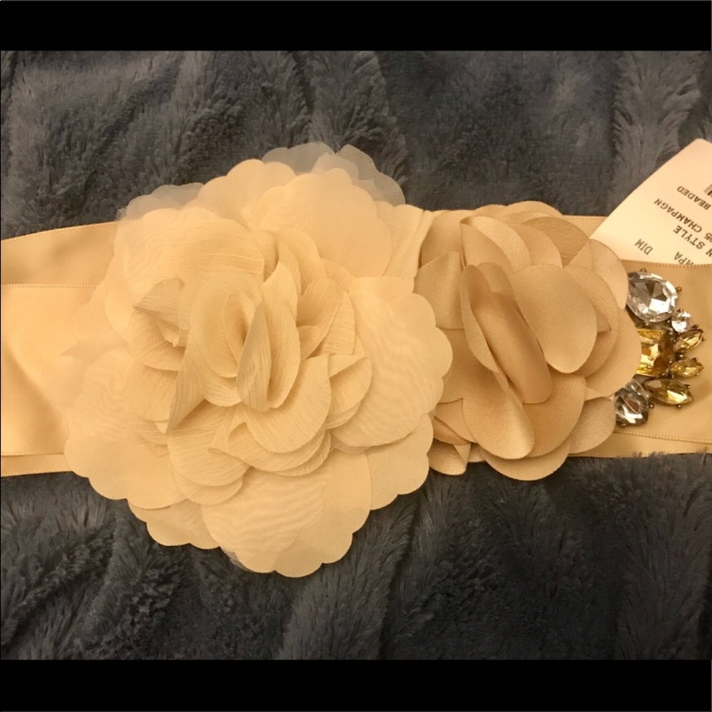 Beautiful Tan Floral Sash